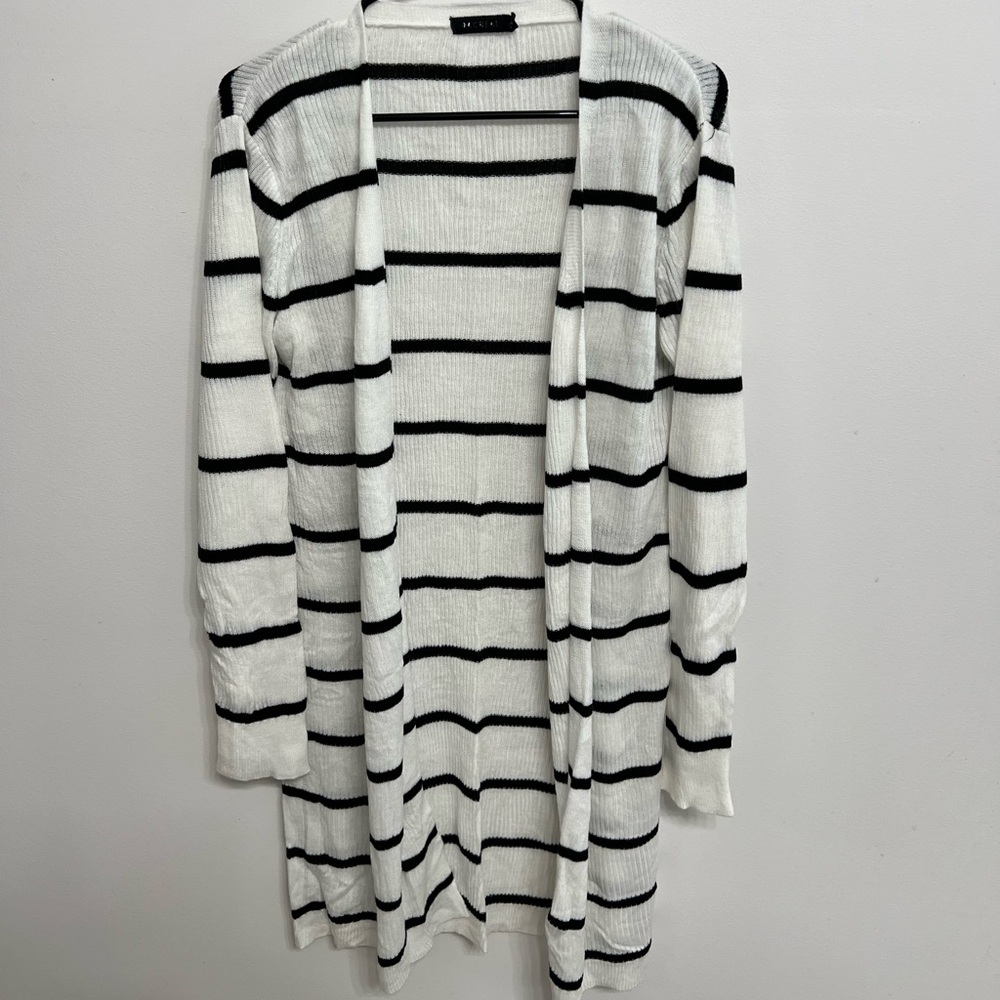Rachel Black and White Striped Cardigan